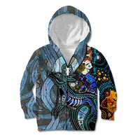 Kangaroo Aboriginal Pattern Dot Art Kid Hoodie - Wonder Print Shop