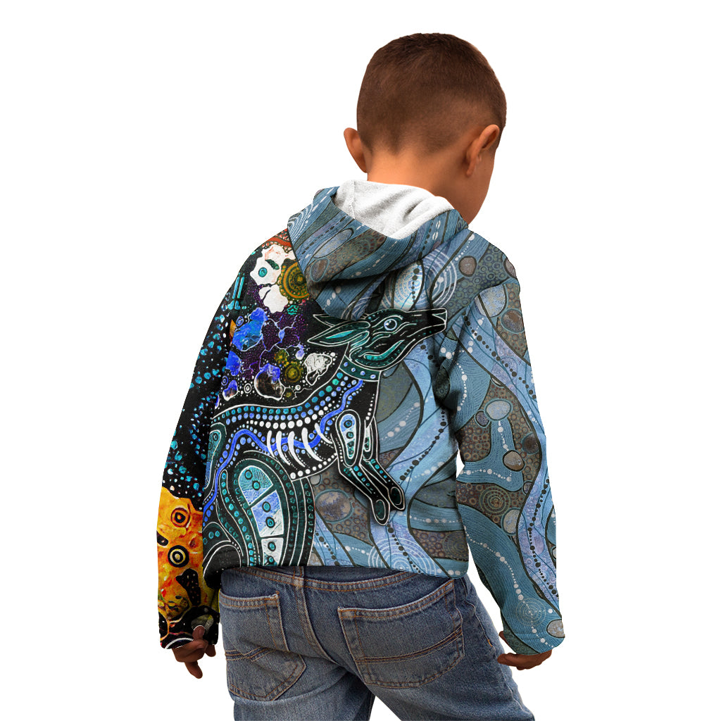 Kangaroo Aboriginal Pattern Dot Art Kid Hoodie - Wonder Print Shop