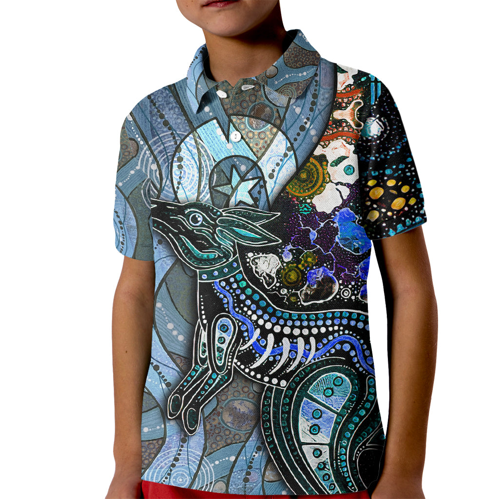 Kangaroo Aboriginal Pattern Dot Art Kid Polo Shirt - Wonder Print Shop