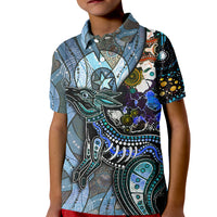Kangaroo Aboriginal Pattern Dot Art Kid Polo Shirt - Wonder Print Shop