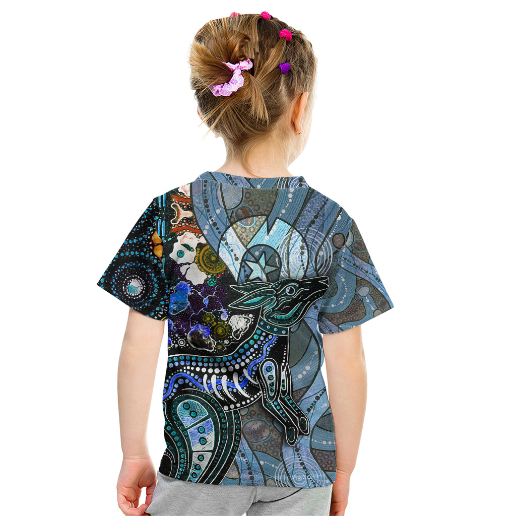 Kangaroo Aboriginal Pattern Dot Art Kid T Shirt - Wonder Print Shop