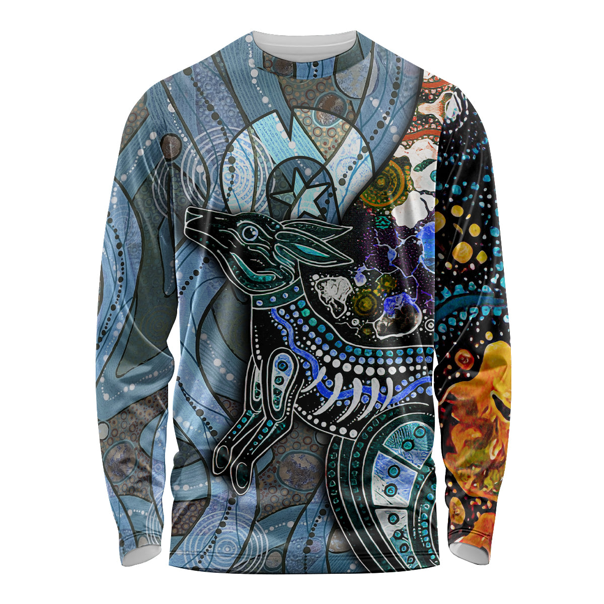 Kangaroo Aboriginal Pattern Dot Art Long Sleeve Shirt - Wonder Print Shop