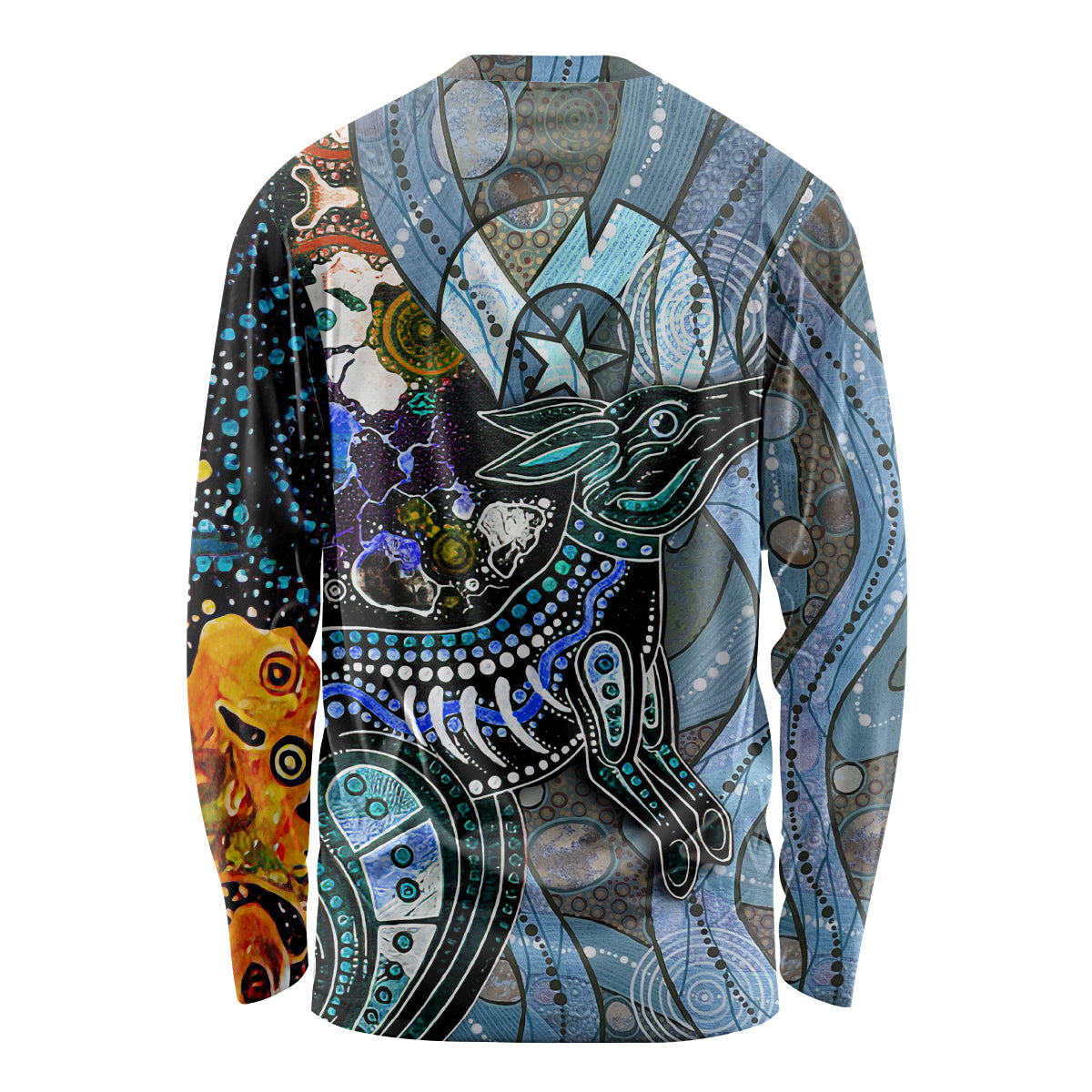 Kangaroo Aboriginal Pattern Dot Art Long Sleeve Shirt - Wonder Print Shop