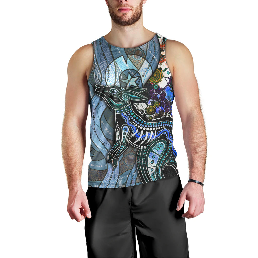 Kangaroo Aboriginal Pattern Dot Art Men Tank Top - Wonder Print Shop