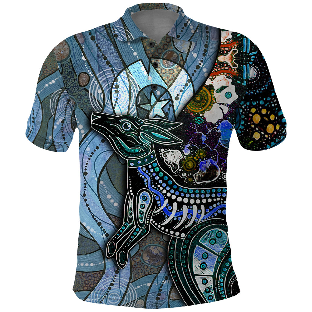 Kangaroo Aboriginal Pattern Dot Art Polo Shirt - Wonder Print Shop