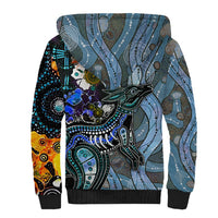 Kangaroo Aboriginal Pattern Dot Art Sherpa Hoodie - Wonder Print Shop