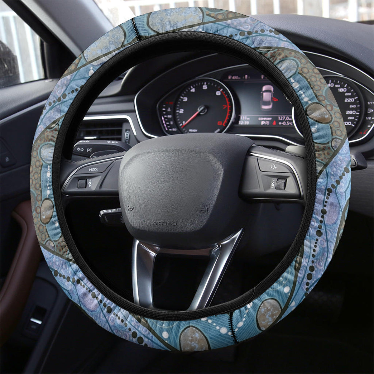 Kangaroo Aboriginal Pattern Dot Art Steering Wheel Cover - Wonder Print Shop