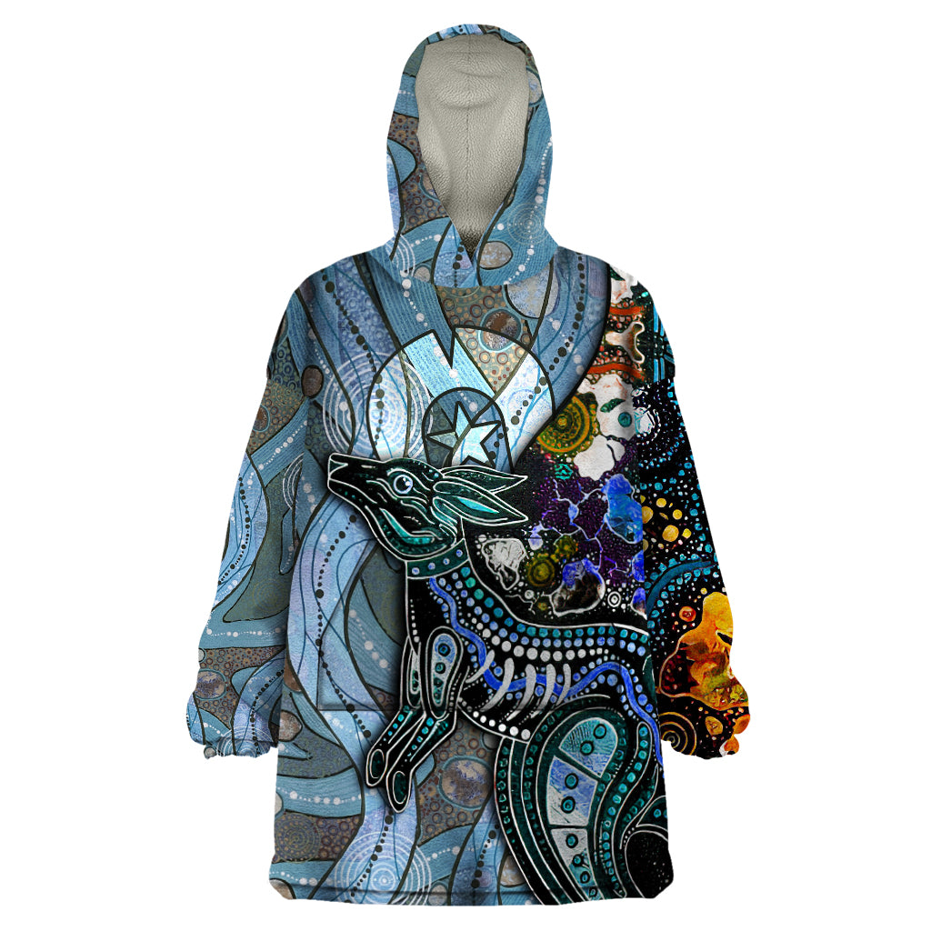 Kangaroo Aboriginal Pattern Dot Art Wearable Blanket Hoodie - Wonder Print Shop