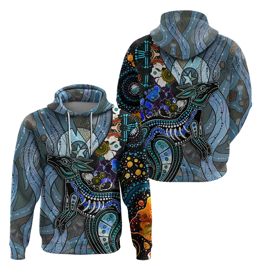 Kangaroo Aboriginal Pattern Dot Art Zip Hoodie - Wonder Print Shop