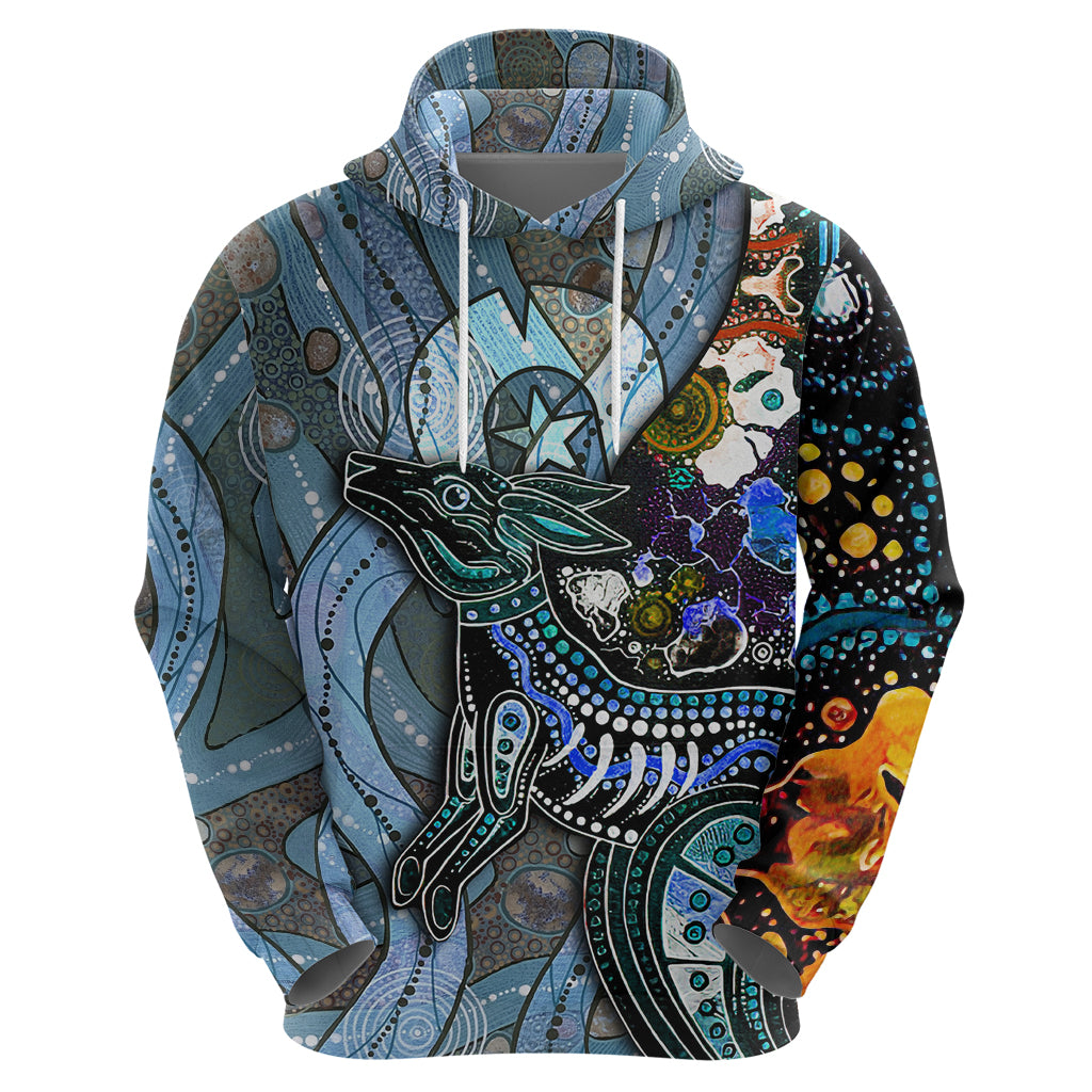 Kangaroo Aboriginal Pattern Dot Art Zip Hoodie - Wonder Print Shop