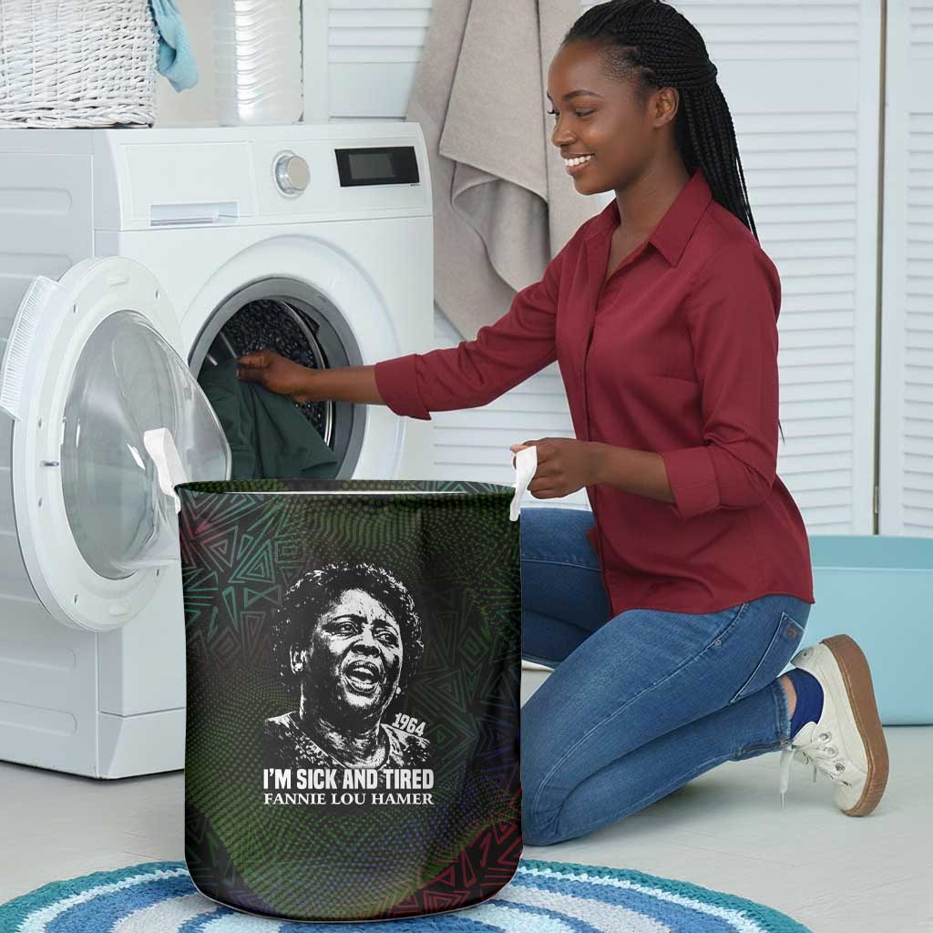 Fannie Lou Hamer Laundry Basket Im Sick and Tired Quote Design Bold Portrait and Civil Rights Movement Tribute - Wonder Print Shop
