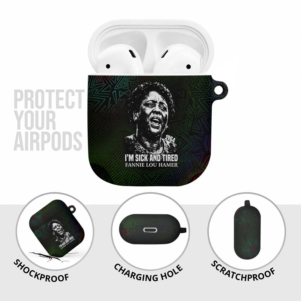Fannie Lou Hamer AirPods Case Im Sick and Tired Quote Design Bold Portrait and Civil Rights Movement Tribute - Wonder Print Shop