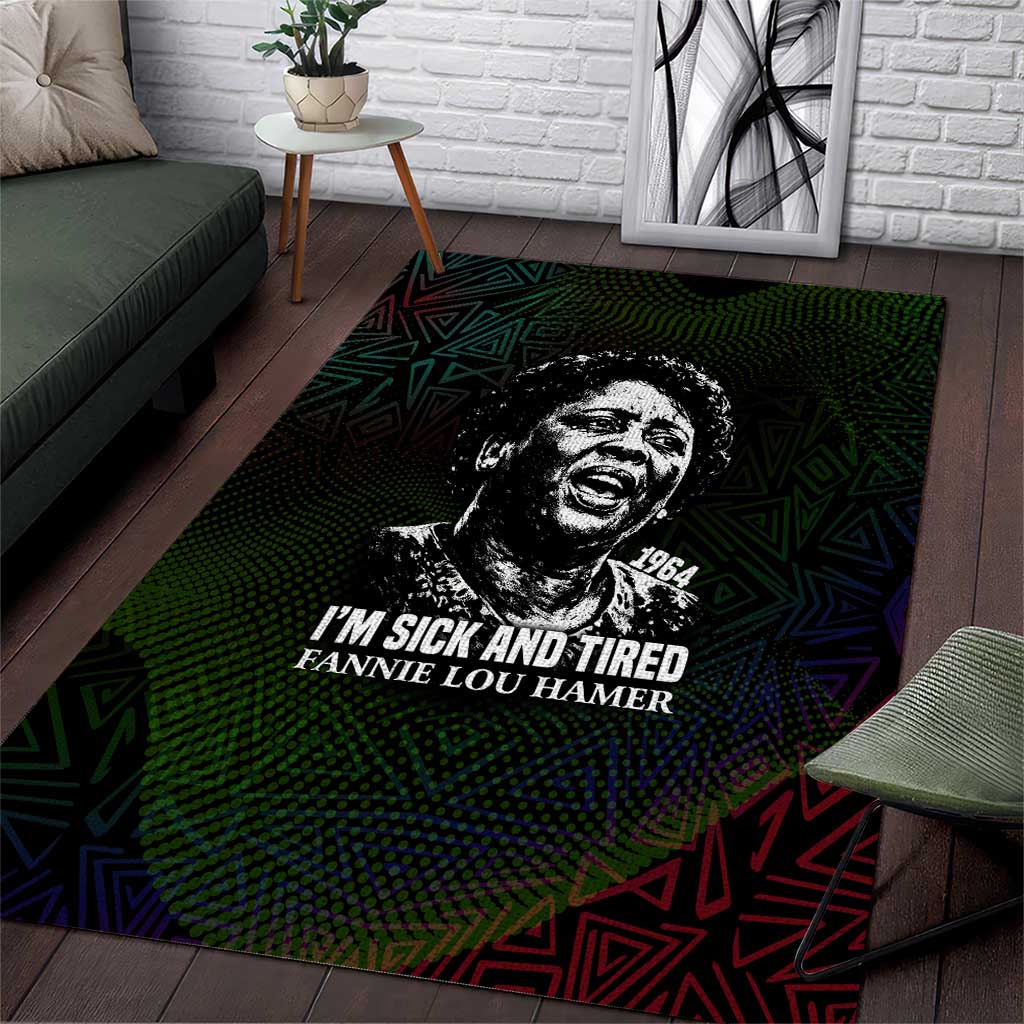 Fannie Lou Hamer Area Rug Im Sick and Tired Quote Design Bold Portrait and Civil Rights Movement Tribute - Wonder Print Shop
