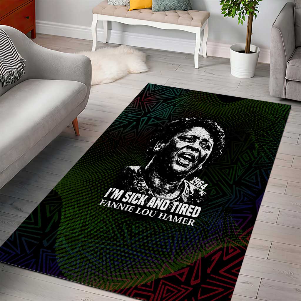 Fannie Lou Hamer Area Rug Im Sick and Tired Quote Design Bold Portrait and Civil Rights Movement Tribute - Wonder Print Shop