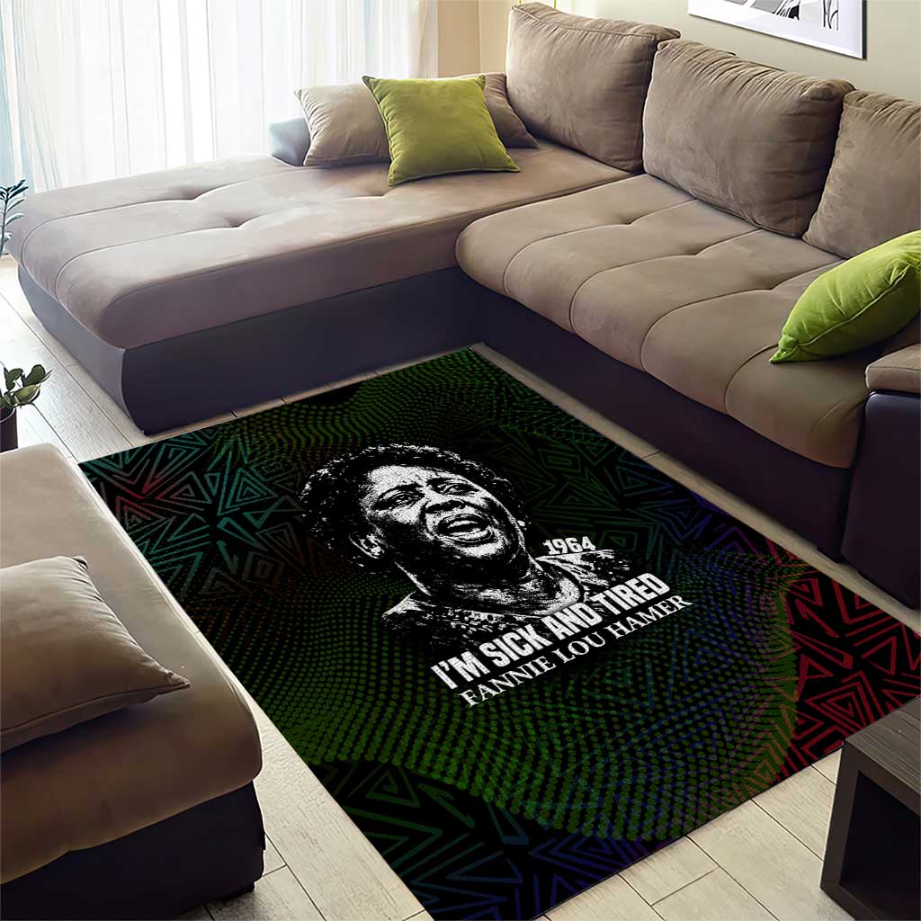 Fannie Lou Hamer Area Rug Im Sick and Tired Quote Design Bold Portrait and Civil Rights Movement Tribute - Wonder Print Shop
