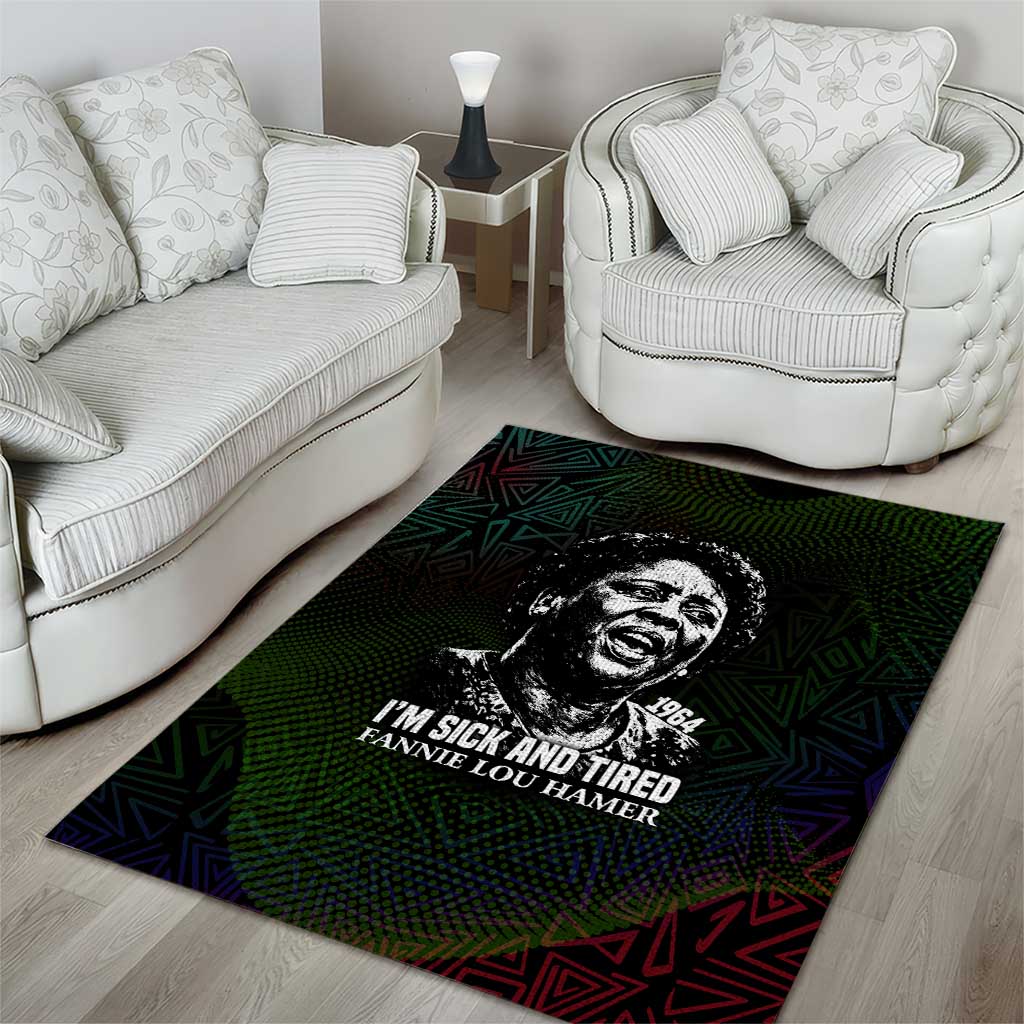 Fannie Lou Hamer Area Rug Im Sick and Tired Quote Design Bold Portrait and Civil Rights Movement Tribute - Wonder Print Shop
