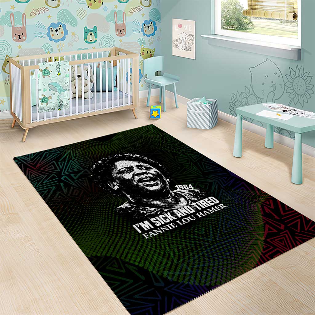 Fannie Lou Hamer Area Rug Im Sick and Tired Quote Design Bold Portrait and Civil Rights Movement Tribute - Wonder Print Shop