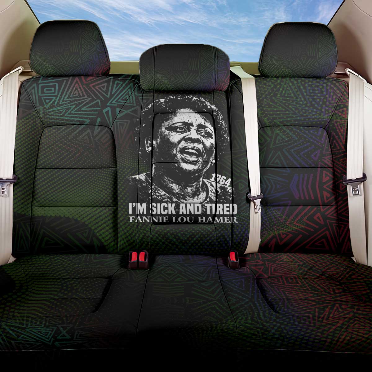 Fannie Lou Hamer Back Car Seat Cover Im Sick and Tired Quote Design Bold Portrait and Civil Rights Movement Tribute - Wonder Print Shop
