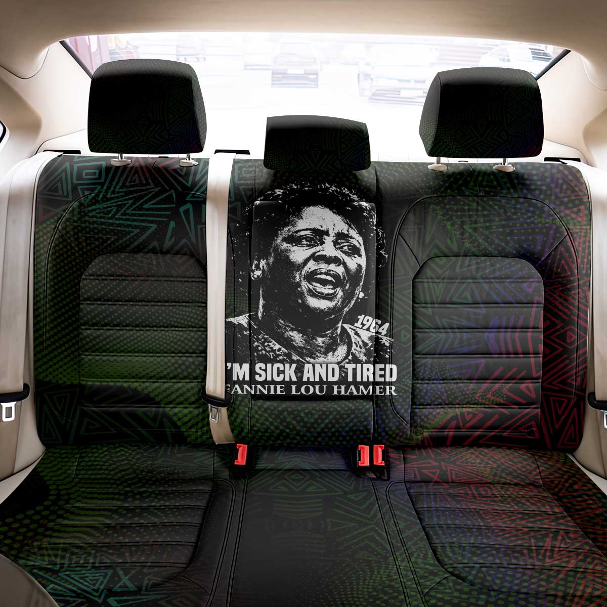 Fannie Lou Hamer Back Car Seat Cover Im Sick and Tired Quote Design Bold Portrait and Civil Rights Movement Tribute - Wonder Print Shop