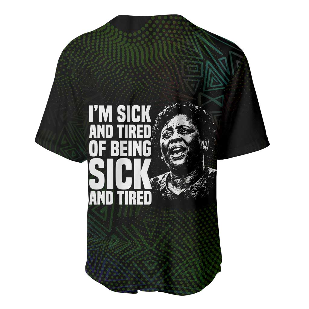 Fannie Lou Hamer Baseball Jersey Im Sick and Tired Quote Design Bold Portrait and Civil Rights Movement Tribute - Wonder Print Shop