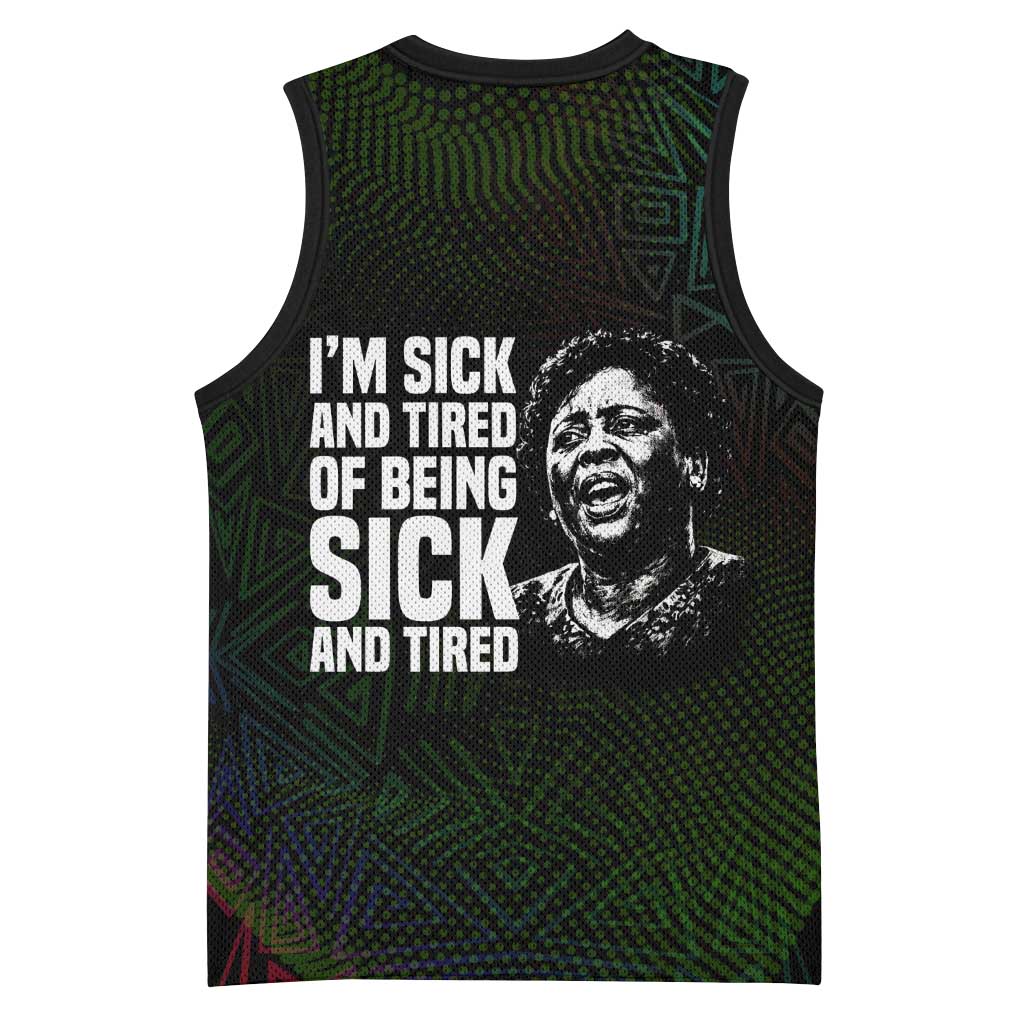 Fannie Lou Hamer Basketball Jersey Im Sick and Tired Quote Design Bold Portrait and Civil Rights Movement Tribute - Wonder Print Shop