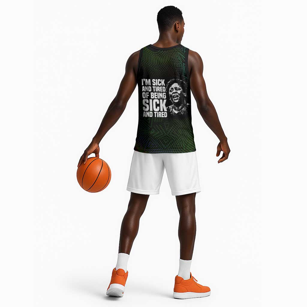 Fannie Lou Hamer Basketball Jersey Im Sick and Tired Quote Design Bold Portrait and Civil Rights Movement Tribute - Wonder Print Shop