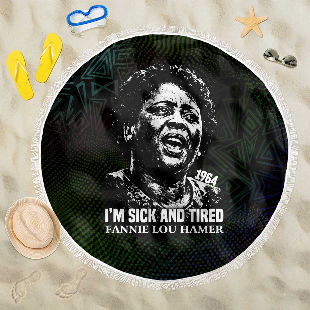 Fannie Lou Hamer Beach Blanket Im Sick and Tired Quote Design Bold Portrait and Civil Rights Movement Tribute - Wonder Print Shop