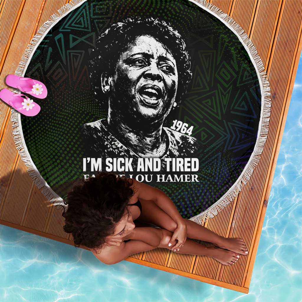 Fannie Lou Hamer Beach Blanket Im Sick and Tired Quote Design Bold Portrait and Civil Rights Movement Tribute - Wonder Print Shop