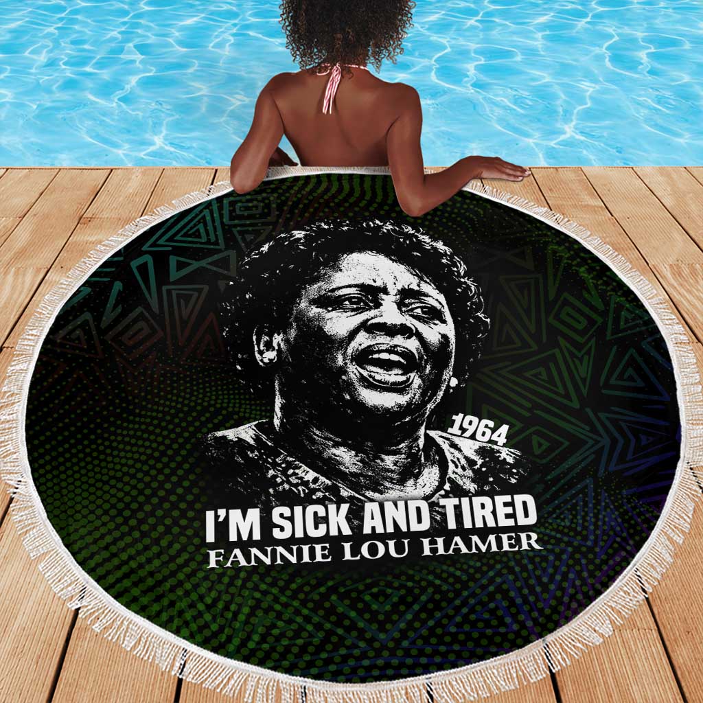 Fannie Lou Hamer Beach Blanket Im Sick and Tired Quote Design Bold Portrait and Civil Rights Movement Tribute - Wonder Print Shop