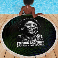 Fannie Lou Hamer Beach Blanket Im Sick and Tired Quote Design Bold Portrait and Civil Rights Movement Tribute - Wonder Print Shop