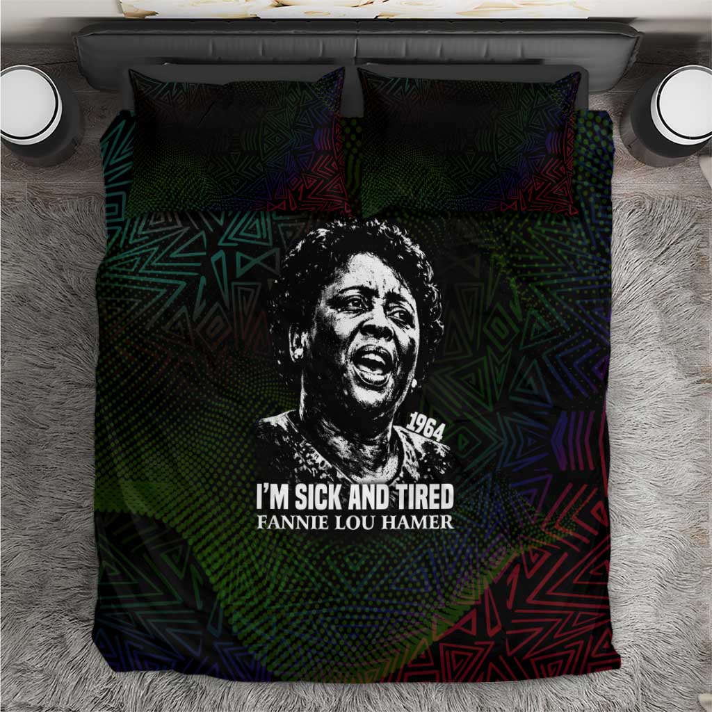Fannie Lou Hamer Bedding Set Im Sick and Tired Quote Design Bold Portrait and Civil Rights Movement Tribute - Wonder Print Shop