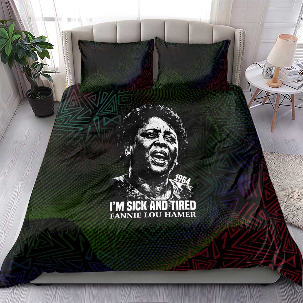 Fannie Lou Hamer Bedding Set Im Sick and Tired Quote Design Bold Portrait and Civil Rights Movement Tribute - Wonder Print Shop