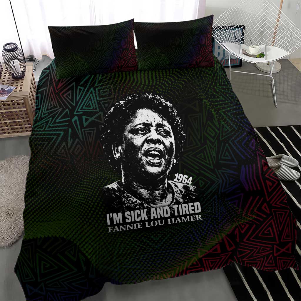 Fannie Lou Hamer Bedding Set Im Sick and Tired Quote Design Bold Portrait and Civil Rights Movement Tribute - Wonder Print Shop