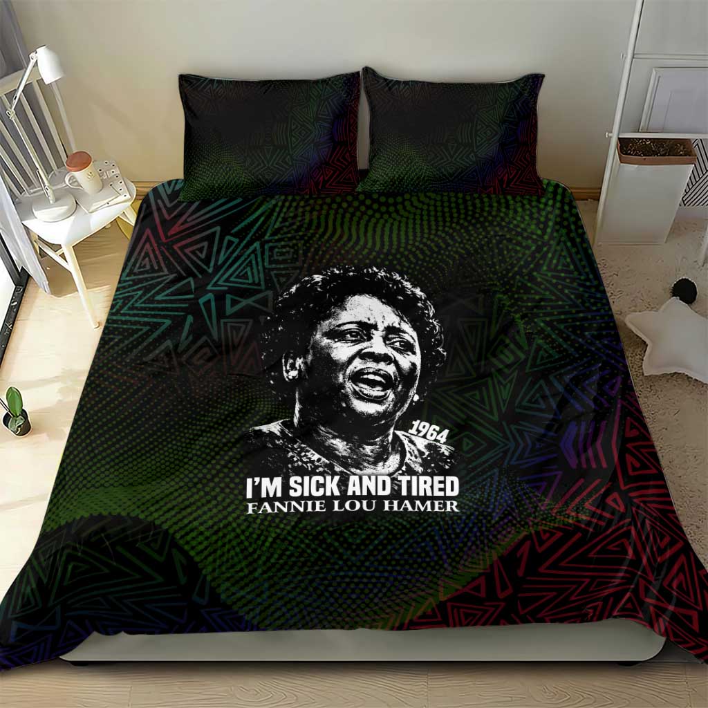 Fannie Lou Hamer Bedding Set Im Sick and Tired Quote Design Bold Portrait and Civil Rights Movement Tribute - Wonder Print Shop