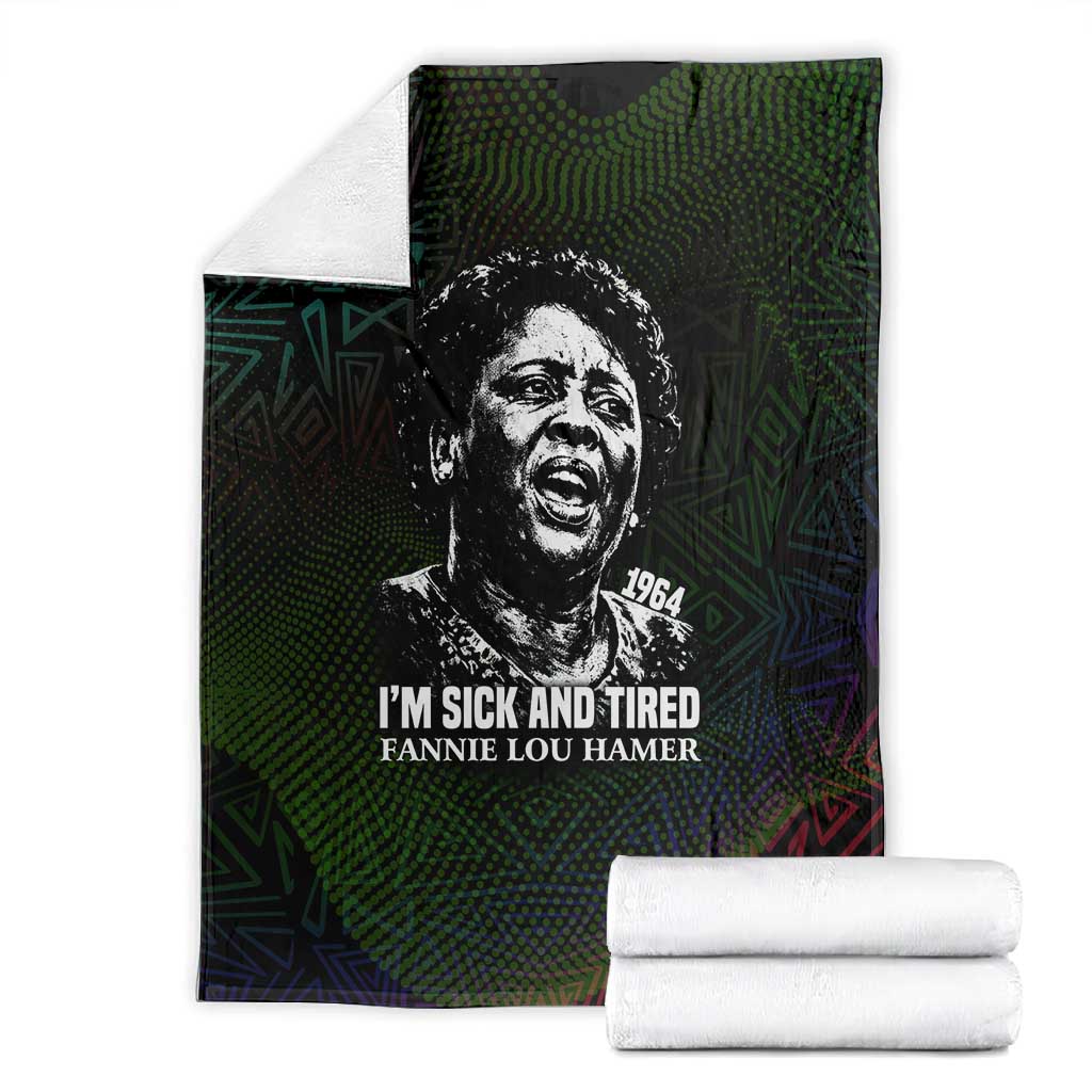 Fannie Lou Hamer Blanket Im Sick and Tired Quote Design Bold Portrait and Civil Rights Movement Tribute - Wonder Print Shop
