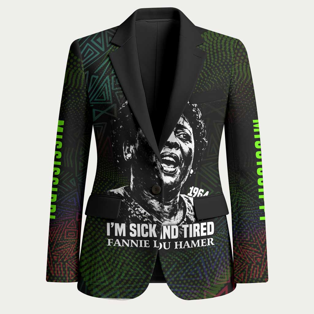 Fannie Lou Hamer Blazer Im Sick and Tired Quote Design Bold Portrait and Civil Rights Movement Tribute - Wonder Print Shop