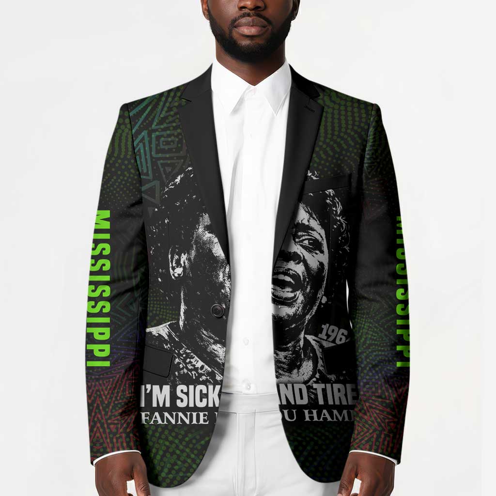 Fannie Lou Hamer Blazer Im Sick and Tired Quote Design Bold Portrait and Civil Rights Movement Tribute - Wonder Print Shop