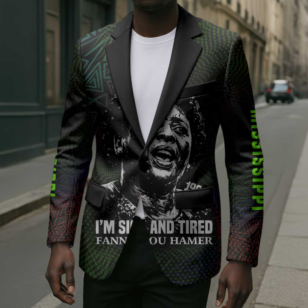 Fannie Lou Hamer Blazer Im Sick and Tired Quote Design Bold Portrait and Civil Rights Movement Tribute - Wonder Print Shop