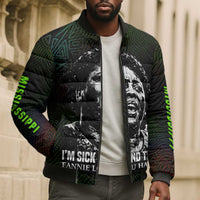 Fannie Lou Hamer Bomber Puffer Jacket Im Sick and Tired Quote Design Bold Portrait and Civil Rights Movement Tribute - Wonder Print Shop