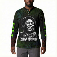 Fannie Lou Hamer Button Sweatshirt Im Sick and Tired Quote Design Bold Portrait and Civil Rights Movement Tribute