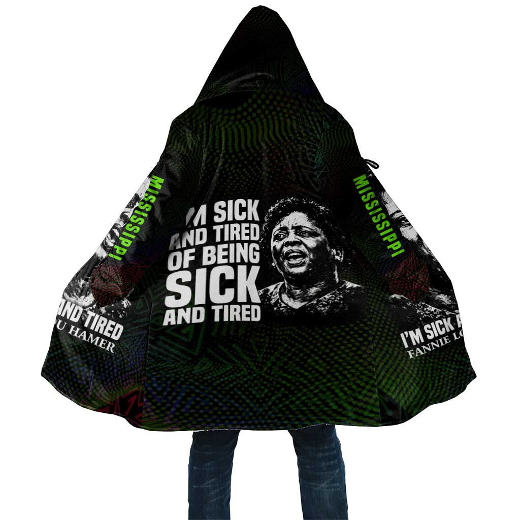 Fannie Lou Hamer Cloak Im Sick and Tired Quote Design Bold Portrait and Civil Rights Movement Tribute - Wonder Print Shop