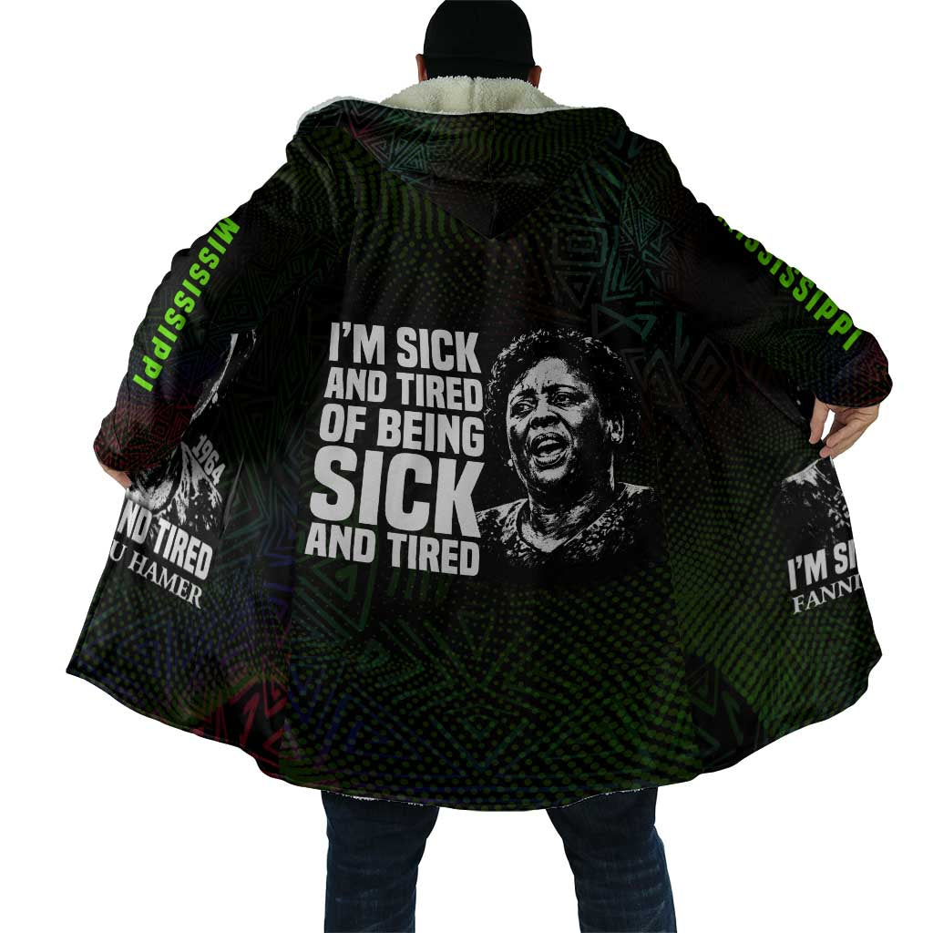 Fannie Lou Hamer Cloak Im Sick and Tired Quote Design Bold Portrait and Civil Rights Movement Tribute - Wonder Print Shop