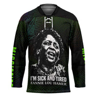 Fannie Lou Hamer Hockey Jersey Im Sick and Tired Quote Design Bold Portrait and Civil Rights Movement Tribute - Wonder Print Shop