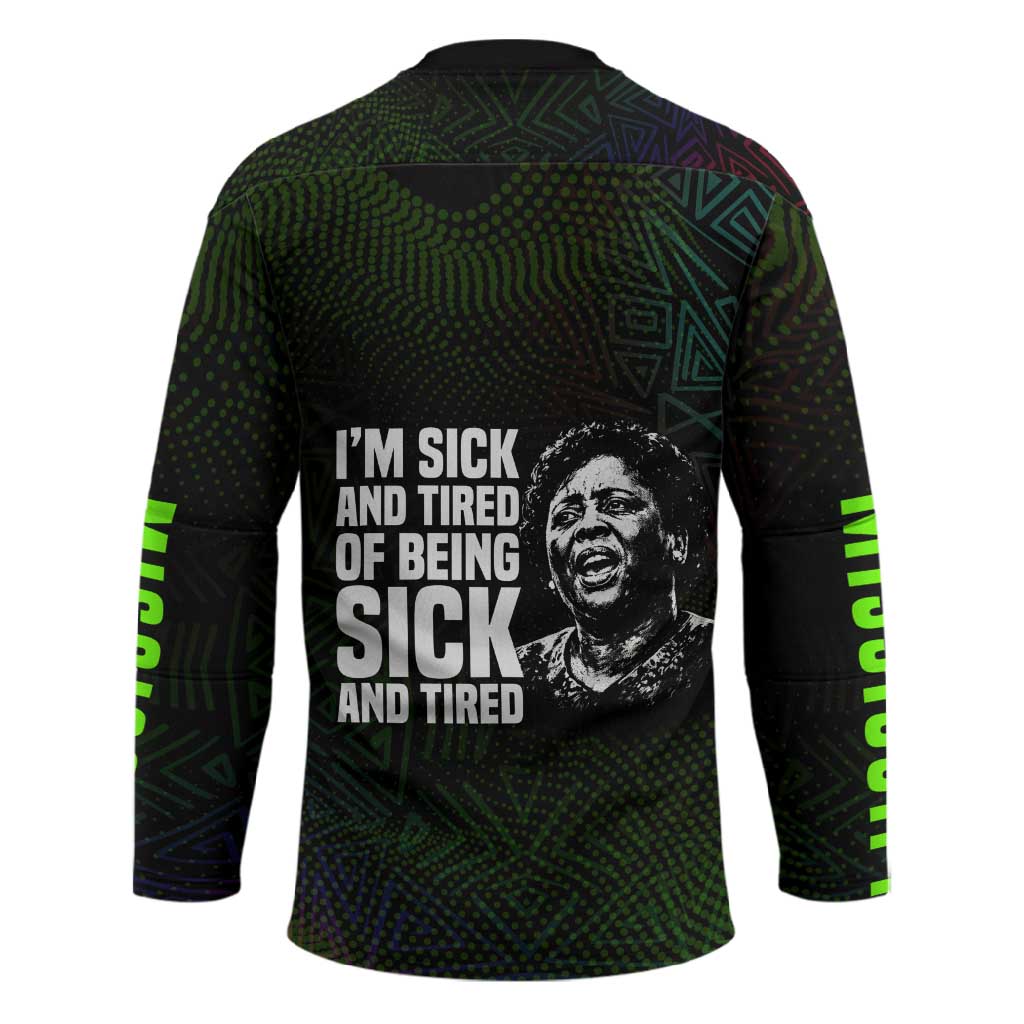 Fannie Lou Hamer Hockey Jersey Im Sick and Tired Quote Design Bold Portrait and Civil Rights Movement Tribute - Wonder Print Shop