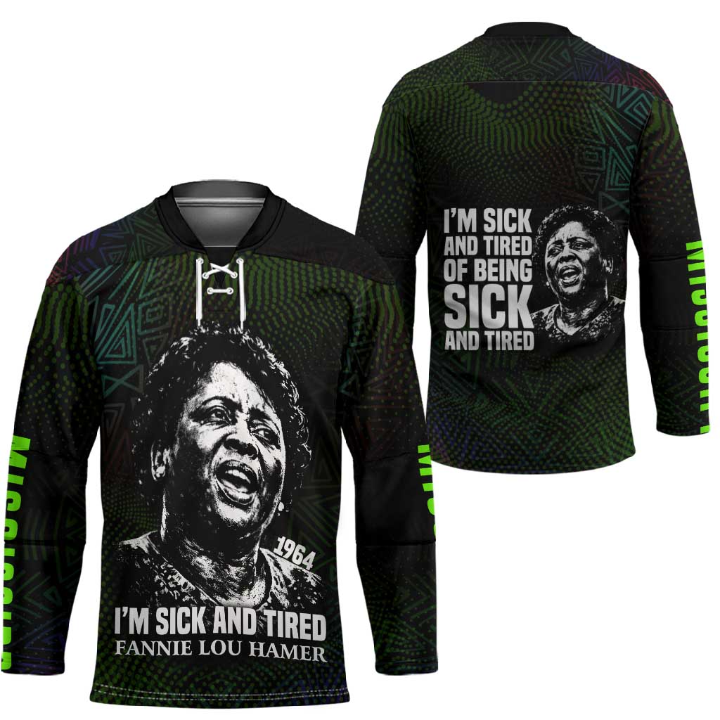 Fannie Lou Hamer Hockey Jersey Im Sick and Tired Quote Design Bold Portrait and Civil Rights Movement Tribute - Wonder Print Shop