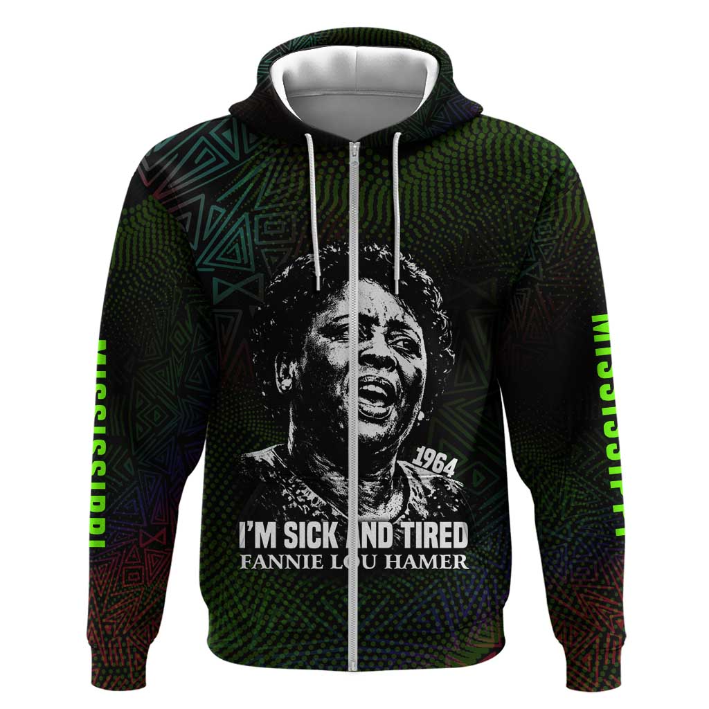 Fannie Lou Hamer Hoodie Im Sick and Tired Quote Design Bold Portrait and Civil Rights Movement Tribute - Wonder Print Shop