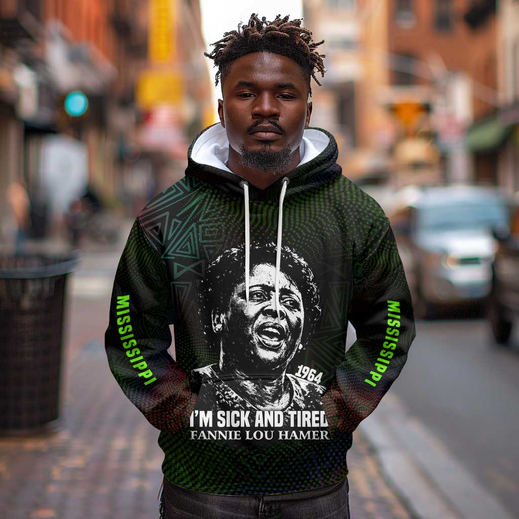 Fannie Lou Hamer Hoodie Im Sick and Tired Quote Design Bold Portrait and Civil Rights Movement Tribute - Wonder Print Shop