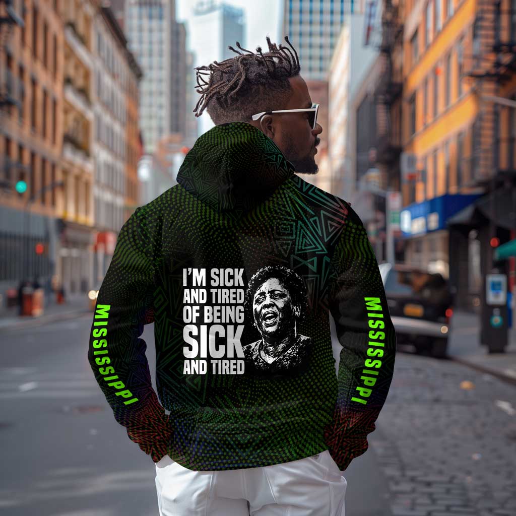 Fannie Lou Hamer Hoodie Im Sick and Tired Quote Design Bold Portrait and Civil Rights Movement Tribute - Wonder Print Shop