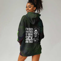 Fannie Lou Hamer Hoodie Dress Im Sick and Tired Quote Design Bold Portrait and Civil Rights Movement Tribute - Wonder Print Shop
