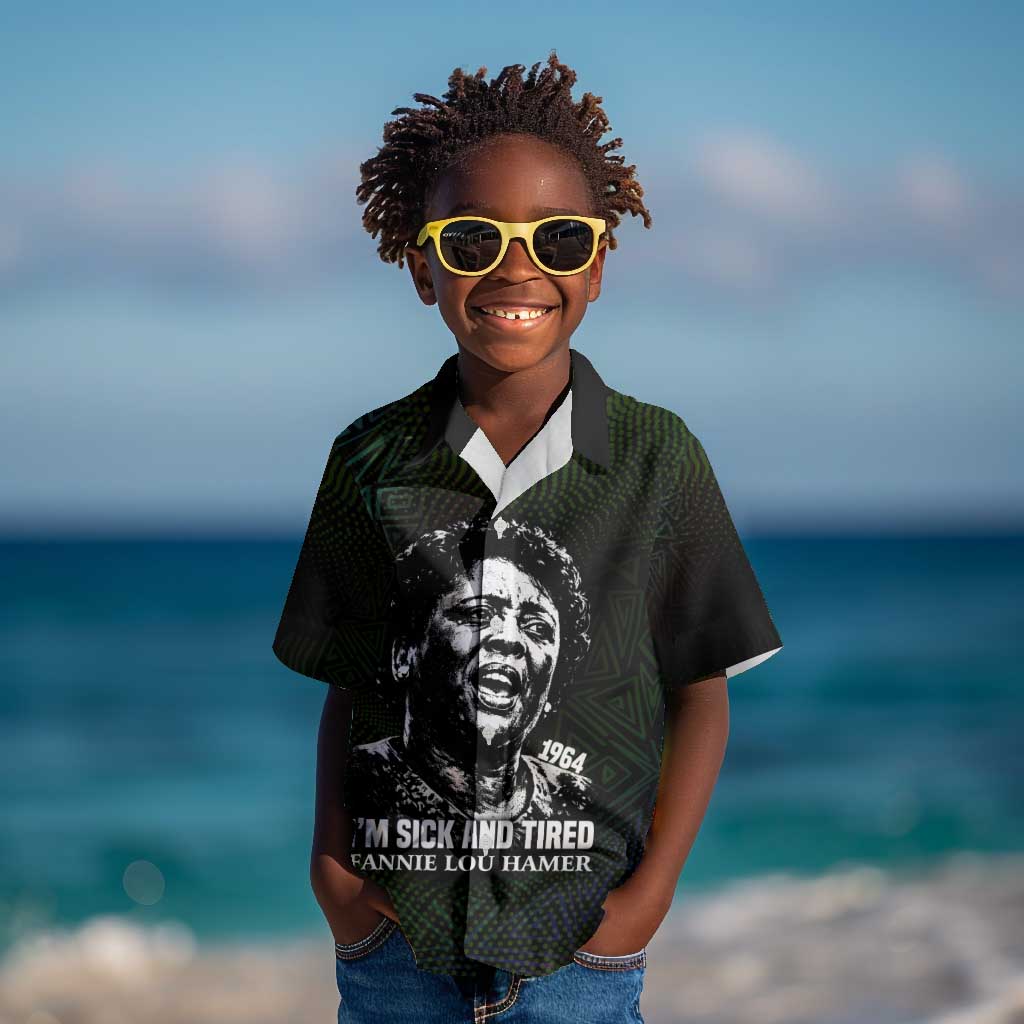 Fannie Lou Hamer Kid Hawaiian Shirt Im Sick and Tired Quote Design Bold Portrait and Civil Rights Movement Tribute - Wonder Print Shop